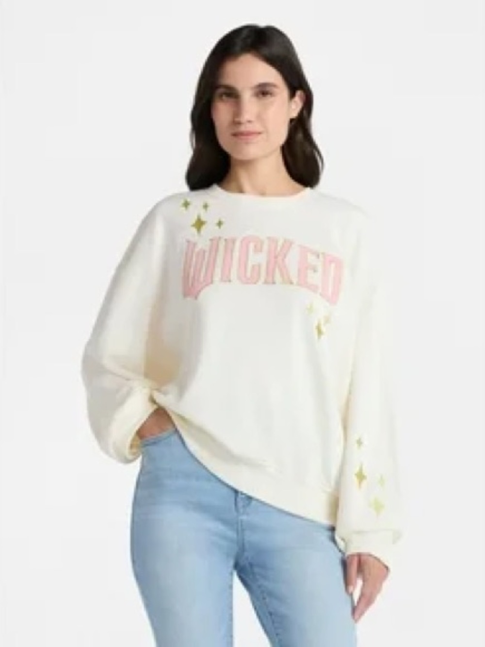 Wicked Graphic Crewneck Sweatshirt - Cream with Pink Graphic